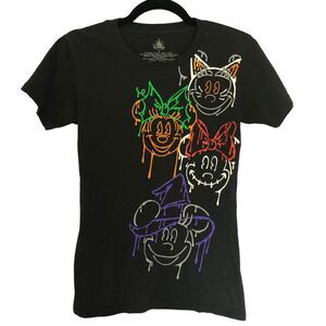 Disney Parks Halloween Short Sleeve Graphic T-Shirt in Black size S Neon Glow
